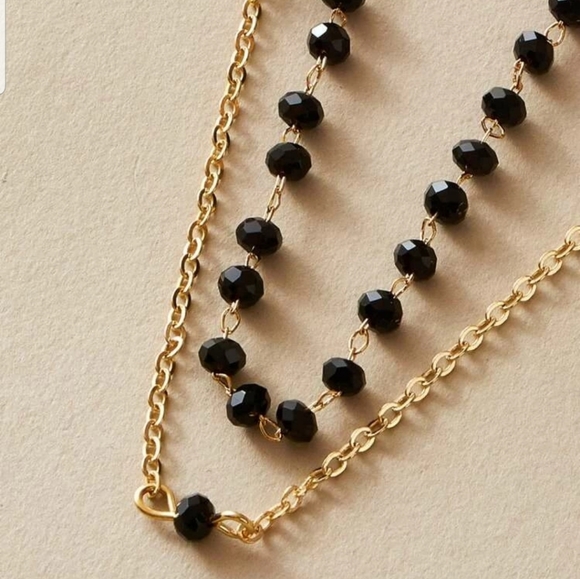 *Virginia* Layered Black Stone Necklace - Picture 2 of 4